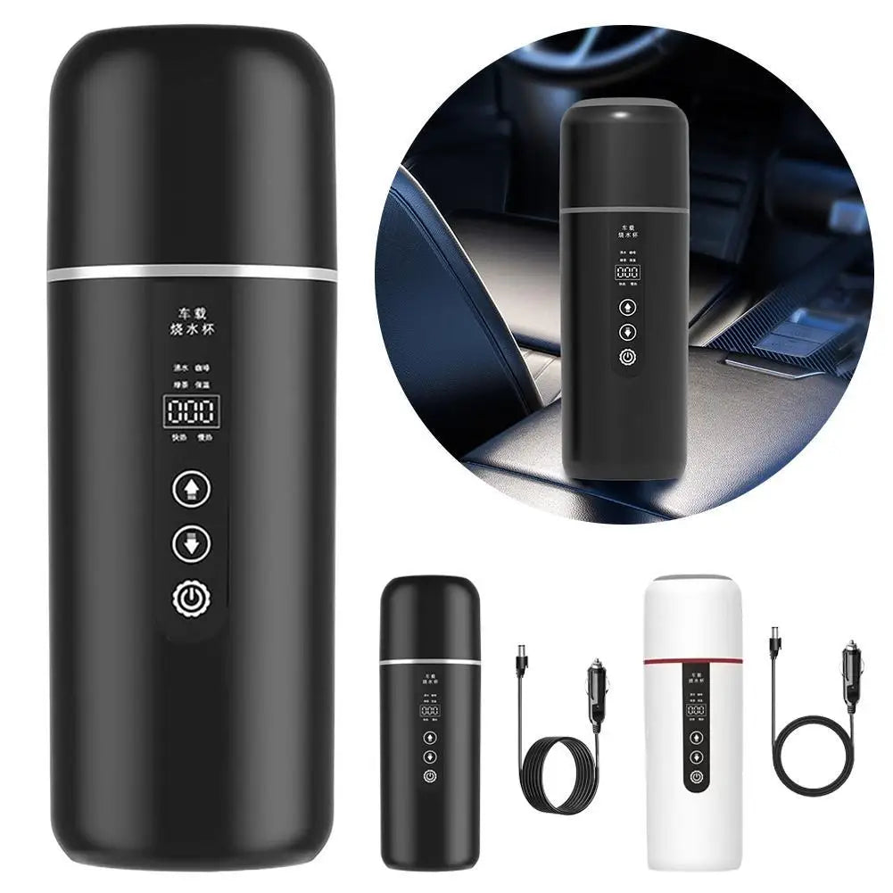 Portable Car Heating Cup 500 Ml Travel Heating Smart Stainless Steel Insulation Cup OLED Display Electric Kettle